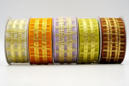 Metallisches gold kariertes durchsichtiges Band_K451G